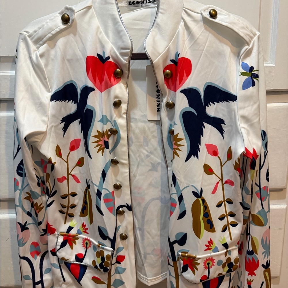 Ecowish  Lightweight Jacket NWT Decorative Buttons Just For Show Cute Design L